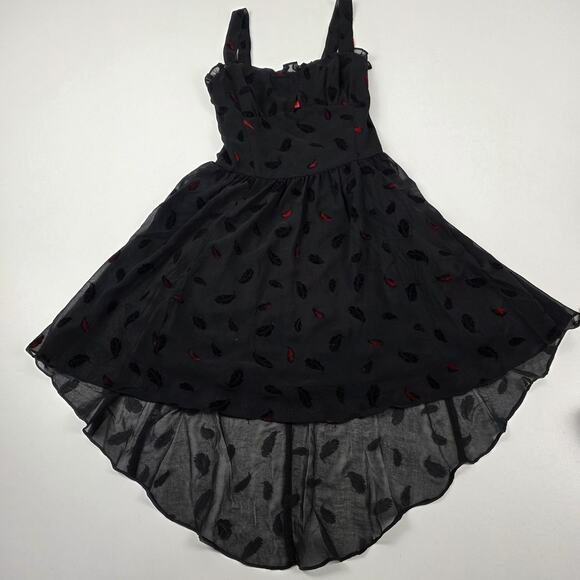Tripp nyc Dresses & Skirts - Tripp NYC Dress Womens XS Black Red Feather Velvet Gothic Alternative Layered